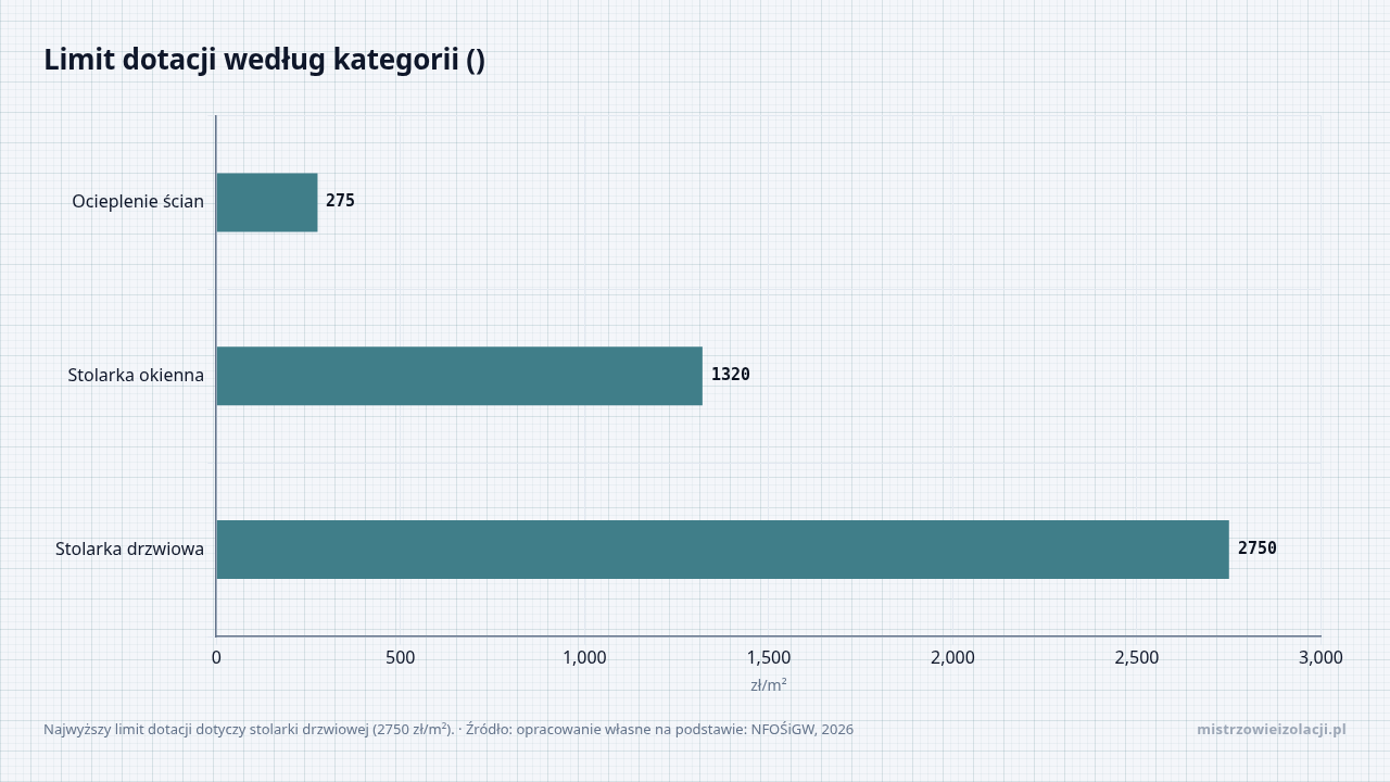 Limit dotacji według kategorii (), dane w jednostce zł/m²